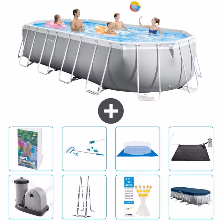 Piscina fuori terra ovale "Prism Frame" - 610x305x122 cm - Kit composto da 7 elementi - Modello S583