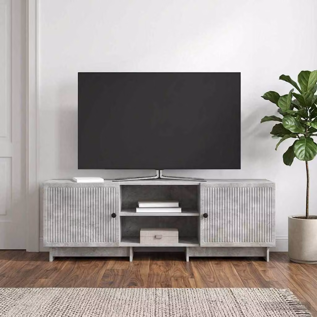Mobile TV vidaXL in legno ingegnerizzato e MDF, Grigio Cemento, L 150 x P 31 x H 50 cm