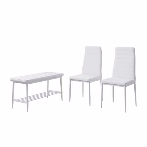 Vicco Set di panca e sedie Grand, Bianco, 85 x 46.5 cm
