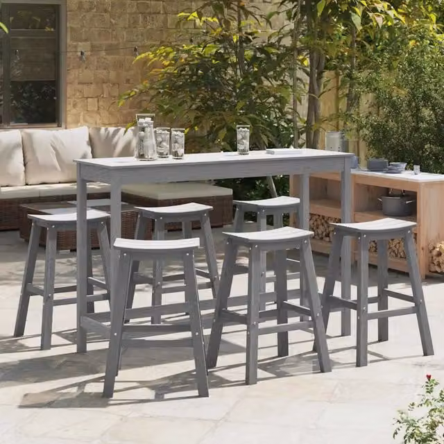 Set Bar da Giardino 6 pz Grigio chiaro HDPE 3335809