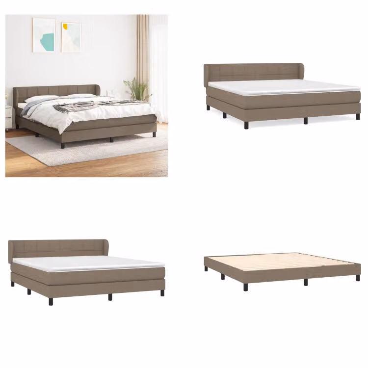 vidaXL Letto boxspring con materasso Taupe 160x200 cm in tessuto - Letto boxspring - Boxspringbetten - Bett - Schlafzimmermöbel