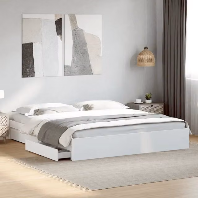 Giroletto con cassetti vidaXL in legno bianco L/P: 180 x 200 cm – 1