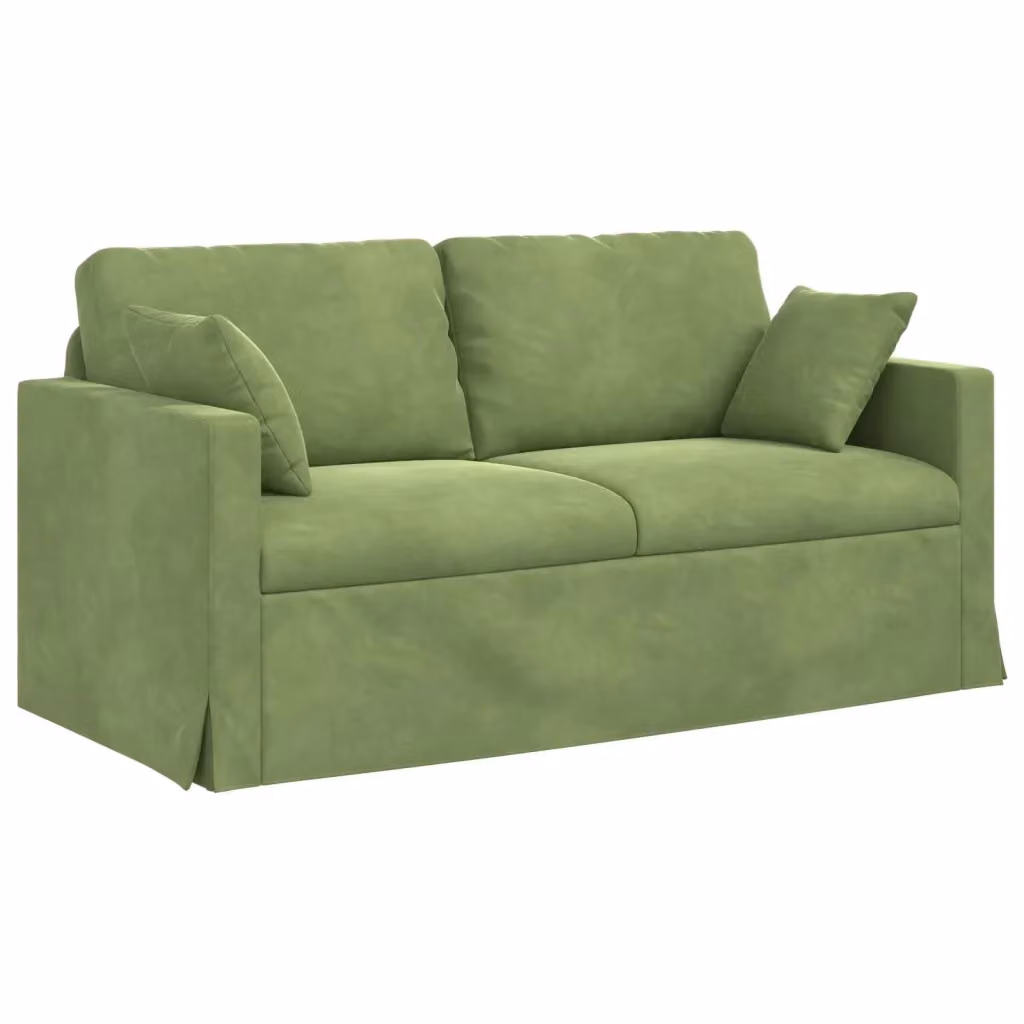 Divano moderno vidaXL in velluto verde con cuscini decorativi e coperture rimovibili L: 158 cm, P: 78 cm, H: 80 cm – 2