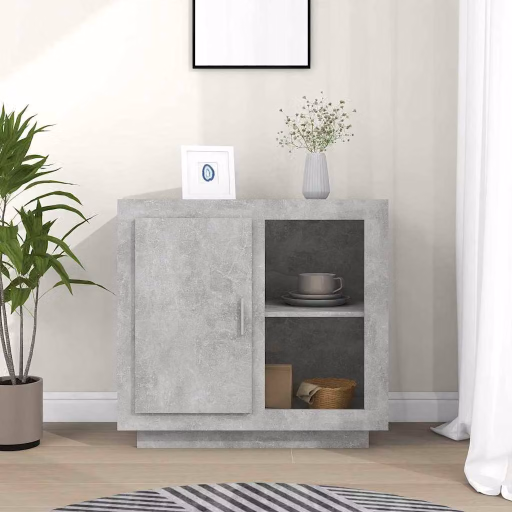 Credenza moderna vidaXL in legno e MDF Grigio, L 80 cm x P 40 cm x H 75 cm