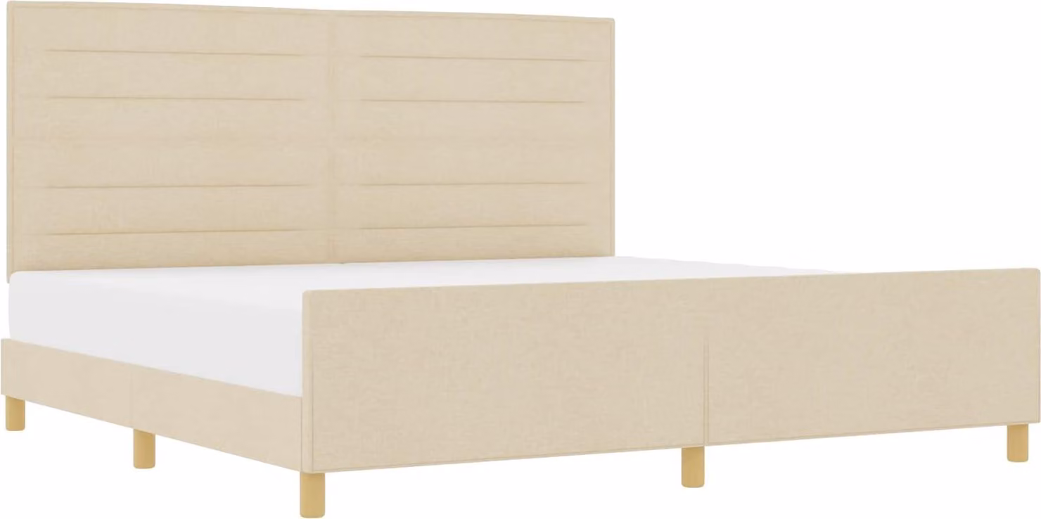 Struttura del letto con testiera Crema 200 x 200 cm Tessuto