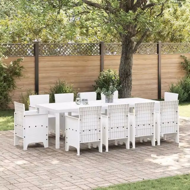 Set da Pranzo per Giardino 11 pz Bianco Polipropilene 3378602