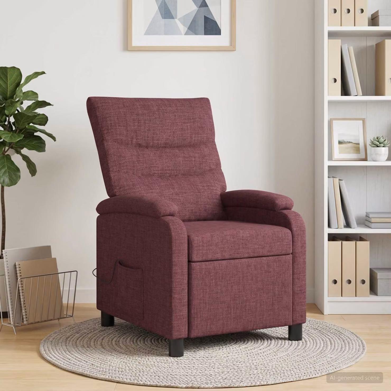 Poltrona relax reclinabile vidaXL in tessuto viola con braccioli