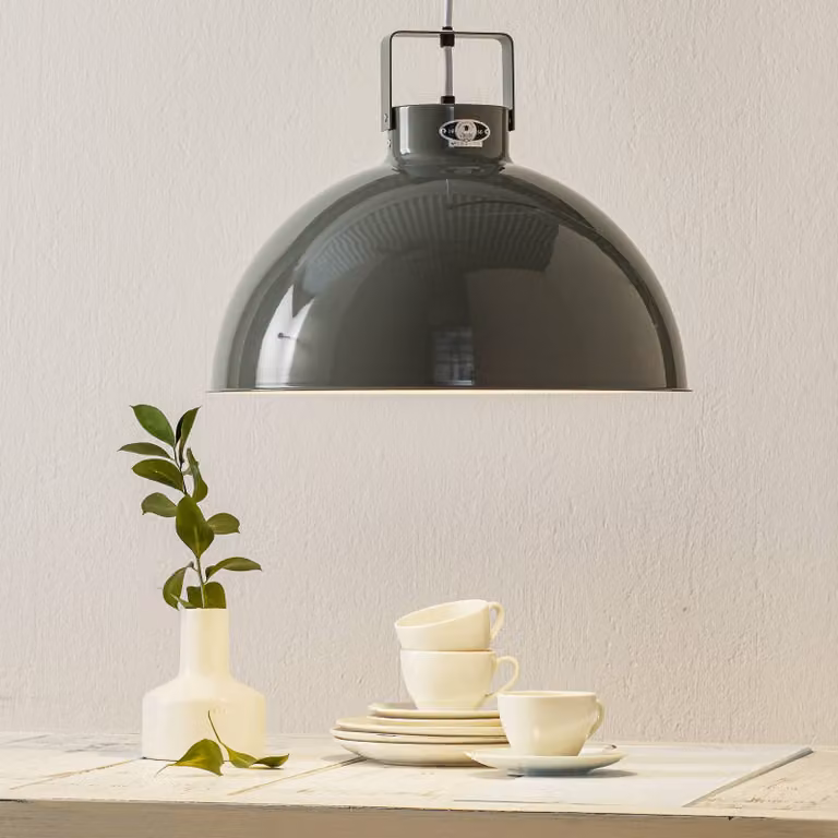 Jieldé Lampada a sospensione Dante D450, dimmerabile, Alluminio / Grigio / Zincato, Soggiorno / Sala da pranzo, Alluminio, Industriale, Lampada a sospensione