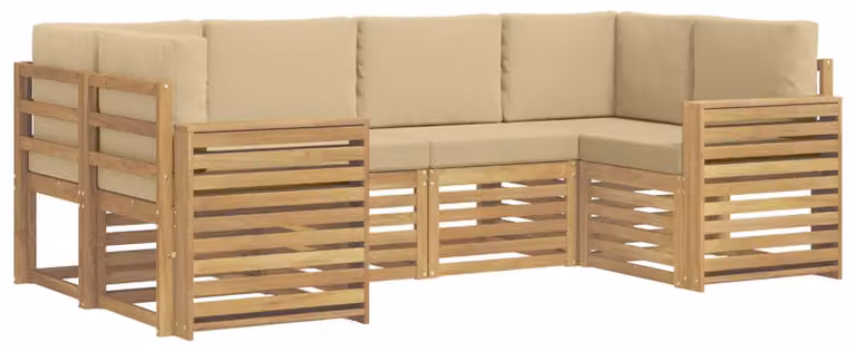 Set di divani da esterno, 6 pezzi, colore beige, dimensioni 245 x 132,5 x 73 cm
