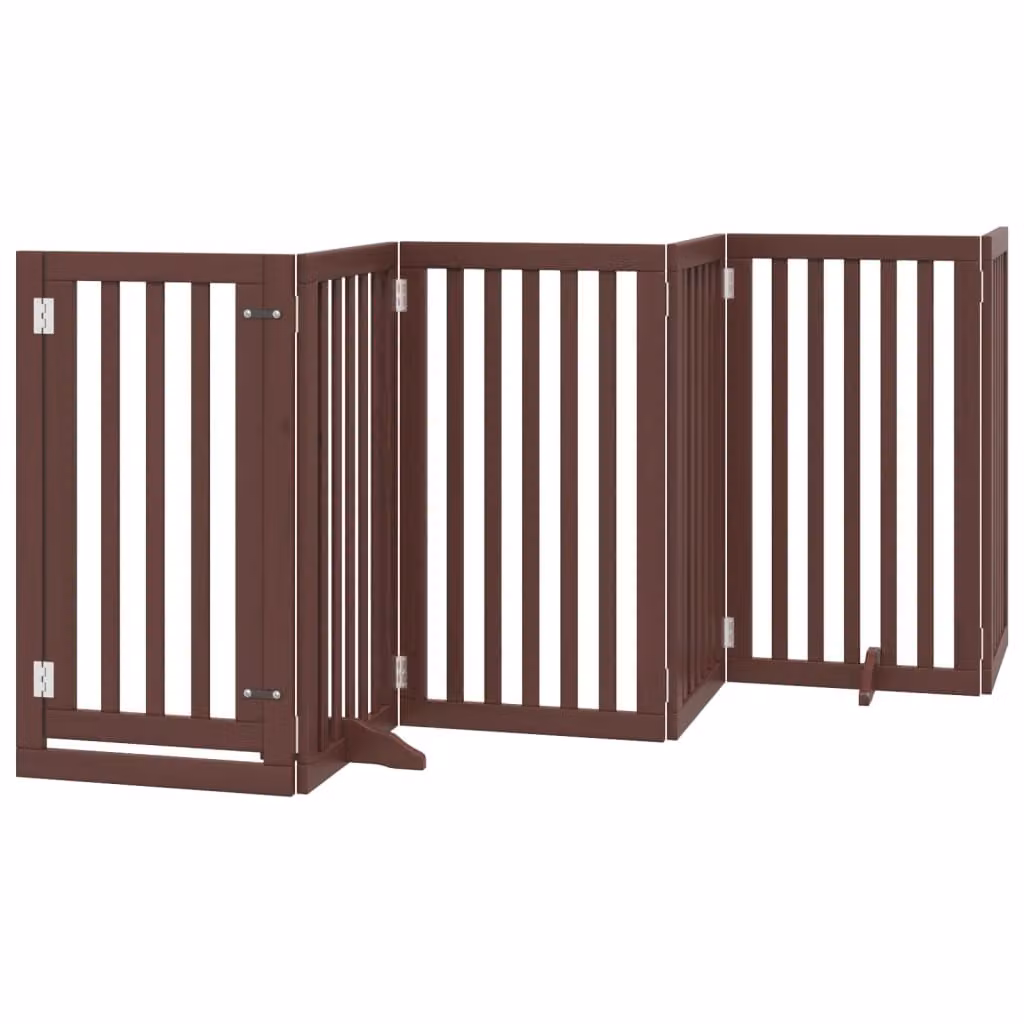 Cancello Cani Porta Pieghevole Marrone 6 Pannelli 300cm Pioppo