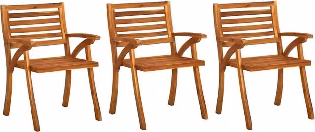 Sedie da Giardino 3 pz in Legno Massello d'Acacia