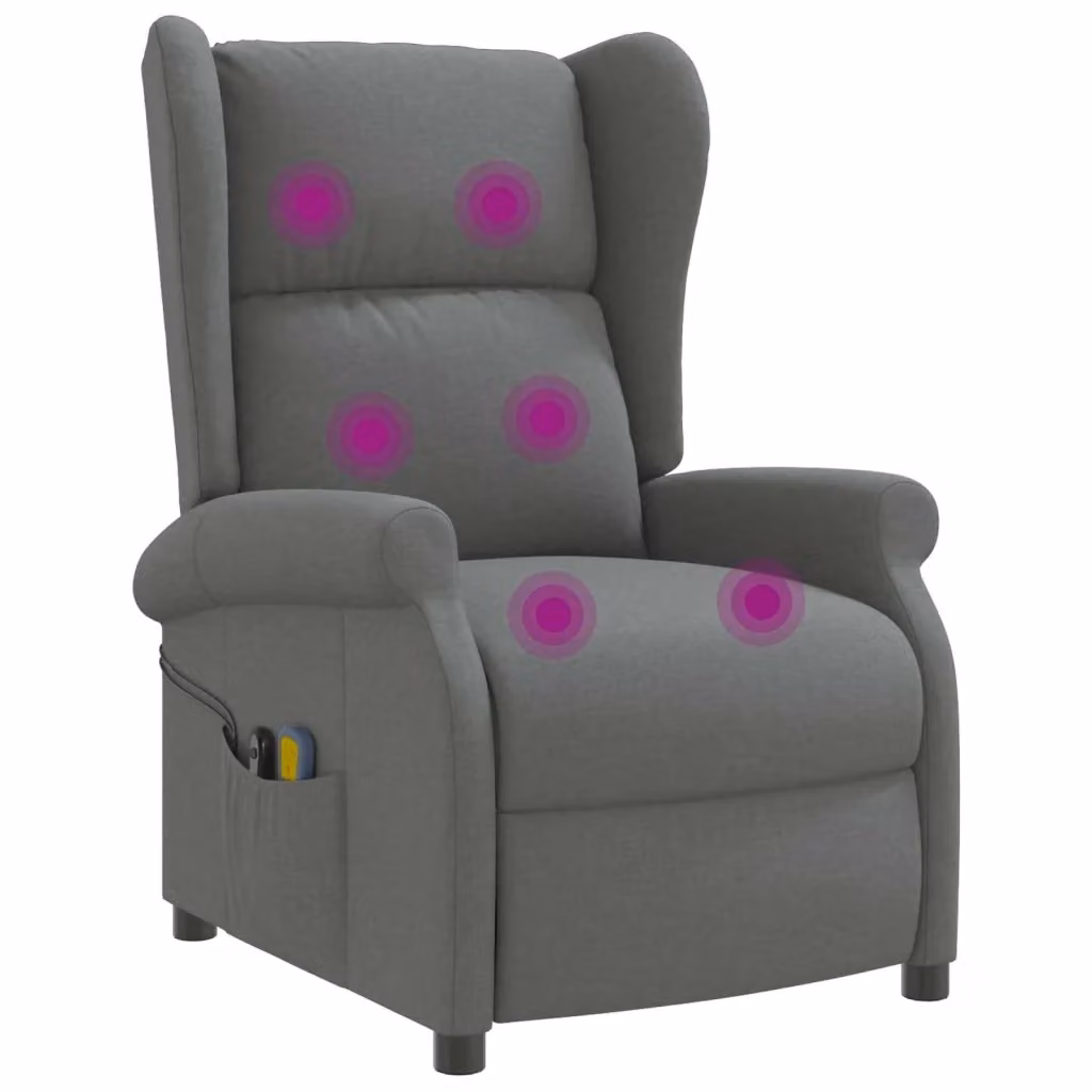 Poltrona relax reclinabile moderna vidaXL in tessuto grigio con braccioli e struttura mista per soggiorno – 2