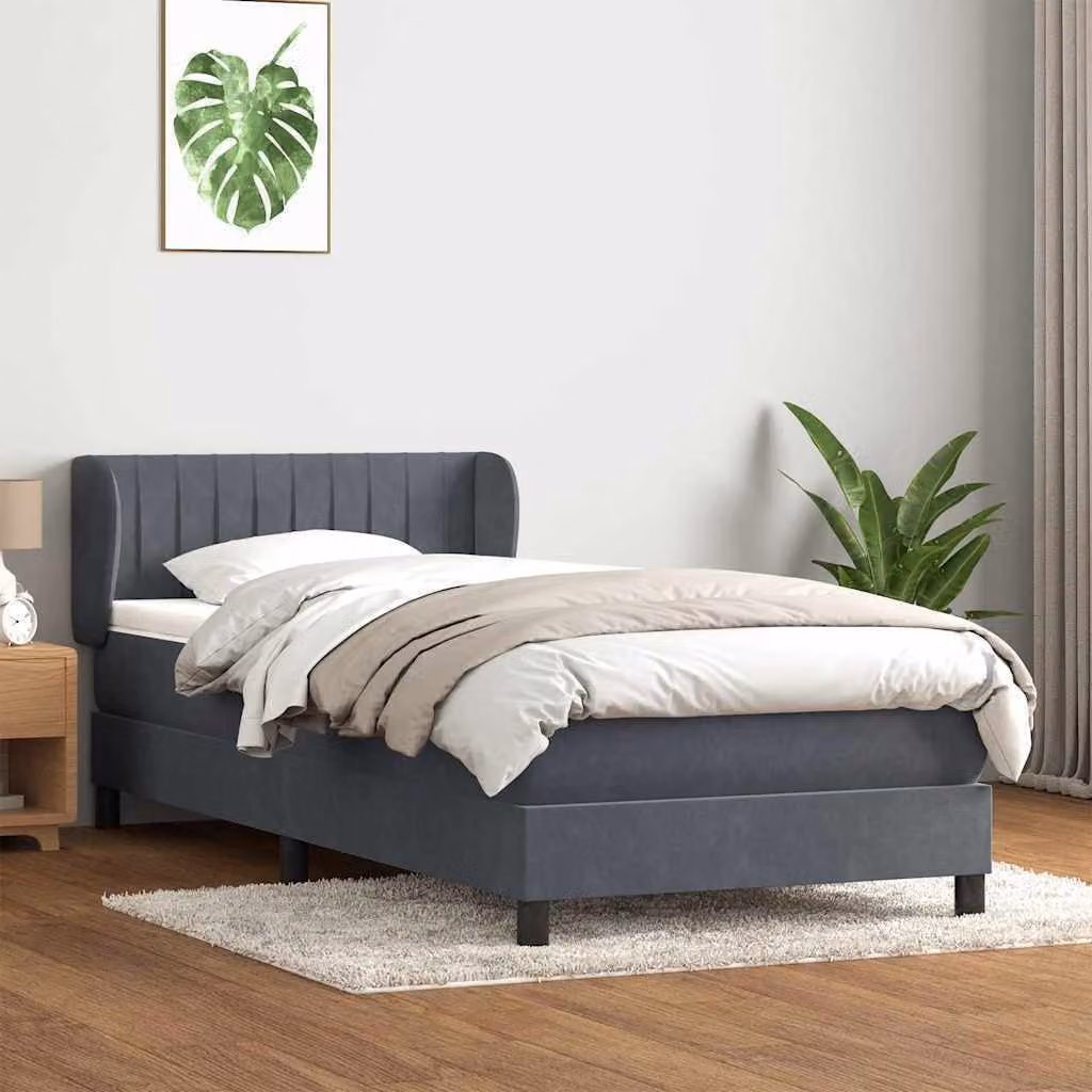Maison Exclusive - Giroletto a Molle con Materasso Grigio Scuro 80x220 cm Velluto