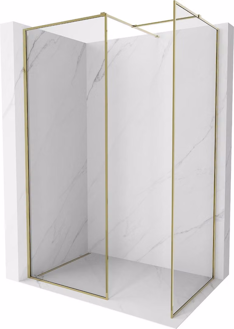 Mexen Kioto-F pannello doccia Walk-in con cornice 180 x 75 cm, trasparente 8 mm, oro - 800-180-202-04-50-075