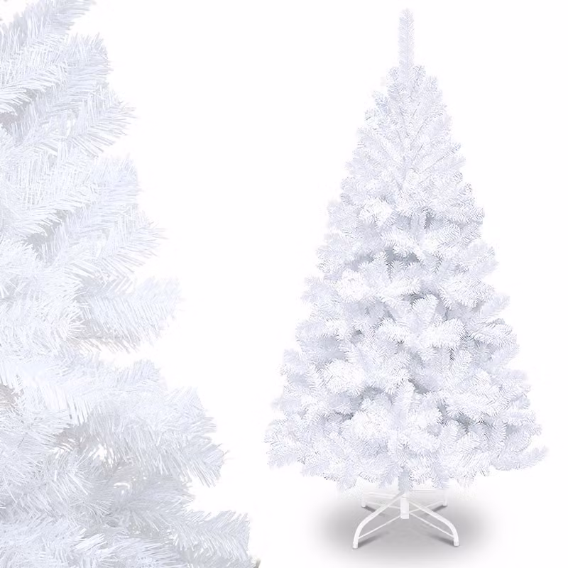 Albero di Natale artificiale Izrielar 210 cm, albero di Natale con supporto in metallo, albero di Natale 900 punte aghi in PVC, albero di Natale artificiale sistema pieghevole bianco