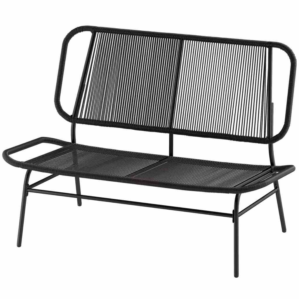 Panchina da esterno Xylo a 2 posti in rattan nero con struttura in acciaio matt – 2