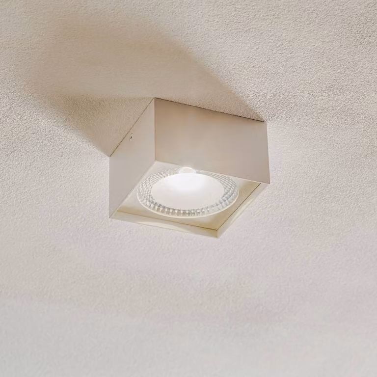 Helestra Faretto a soffitto LED Kari, dimmerabile, Bianco / Opale, Soggiorno / Sala da pranzo, Alluminio, Moderno, Plafoniera LED