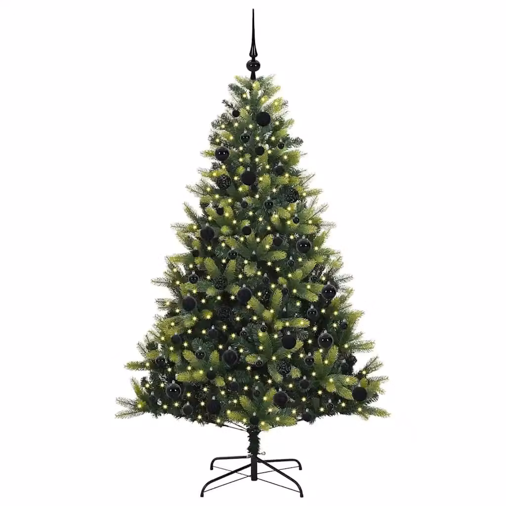 Albero di Natale artificiale moderno vidaXL verde con 300 LED luce bianca calda, Altezza: 180 cm – 2