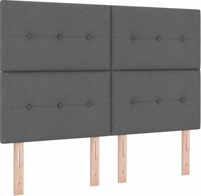 Testiera per letto imbottita in tessuto grigio con design moderno e altezza regolabile L: 160 cm, H: 128 cm, P: 7 cm – 1