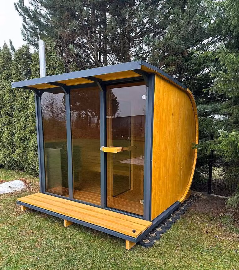 Sauna da giardino Sauna all'aperto Casa della sauna Sauna a botte 2,4 x 2,4 m Orizzonte M3