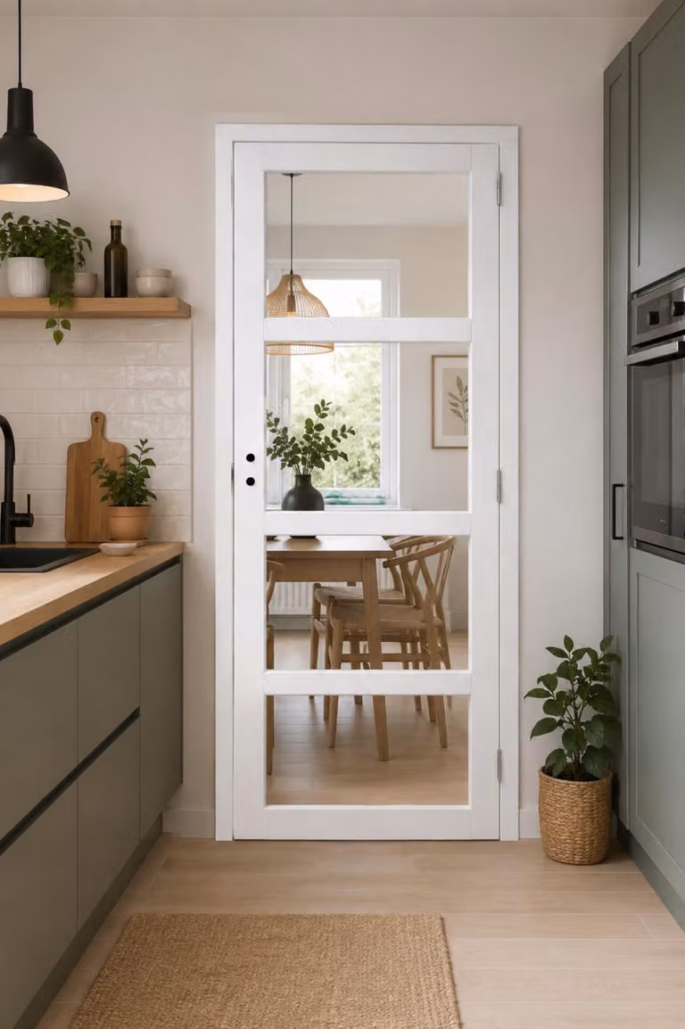 Blocco porta Tana Bianco Trasparente Vetro H204 x L63 Spinto Sinistro Quote Quadro