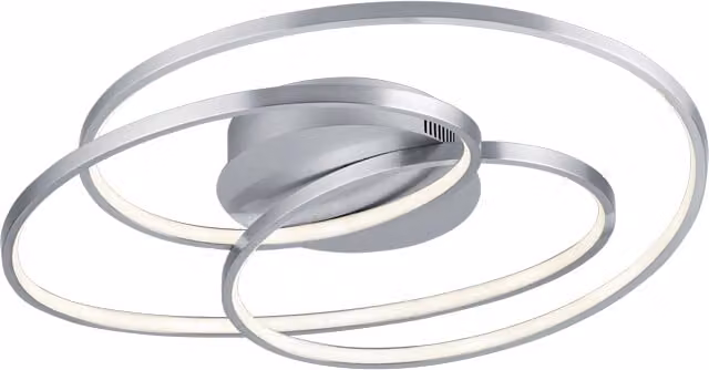 Plafoniera LED Gale di Trio Leuchten in acciaio satinato argento, design moderno a cerchi, D 60 cm