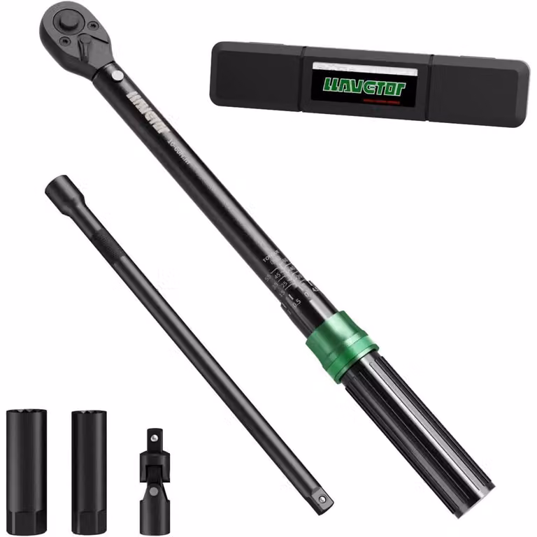 Set di chiavi dinamometriche a click da 3/8 di pollice, con coppia regolabile da 5 a 60 Nm, composto da 5 pezzi, inclusi adattatori per candele e giunto cardanico