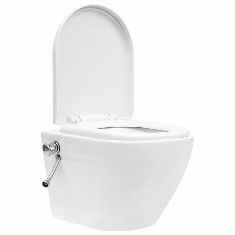 WC a Muro senza Bordo con Sciacquone Nascosto Vetroceramica Bianco