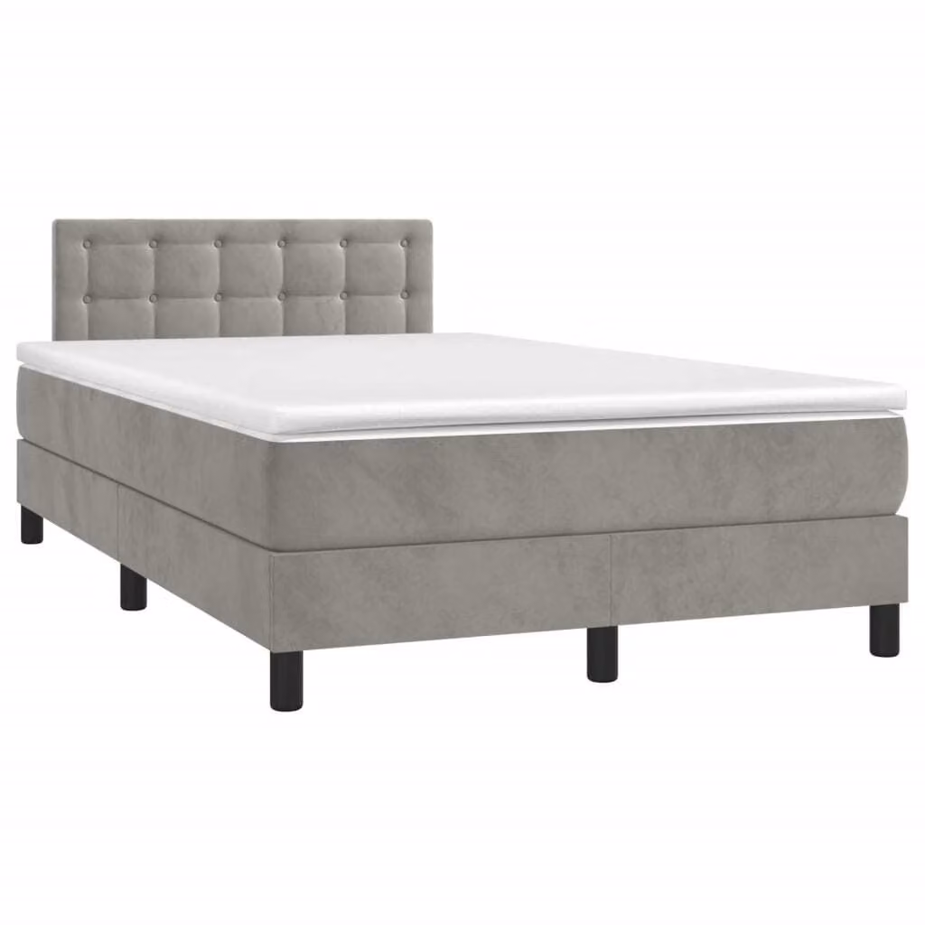 Maison Exclusive - Letto a Molle con Materasso e LED Grigio Chiaro 120x190 cm Velluto