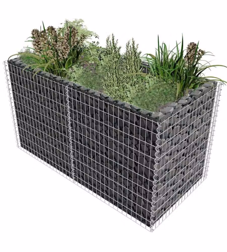 Gabbione Letto Rialzato Giardino Acciaio 180x90x100 cm Argento