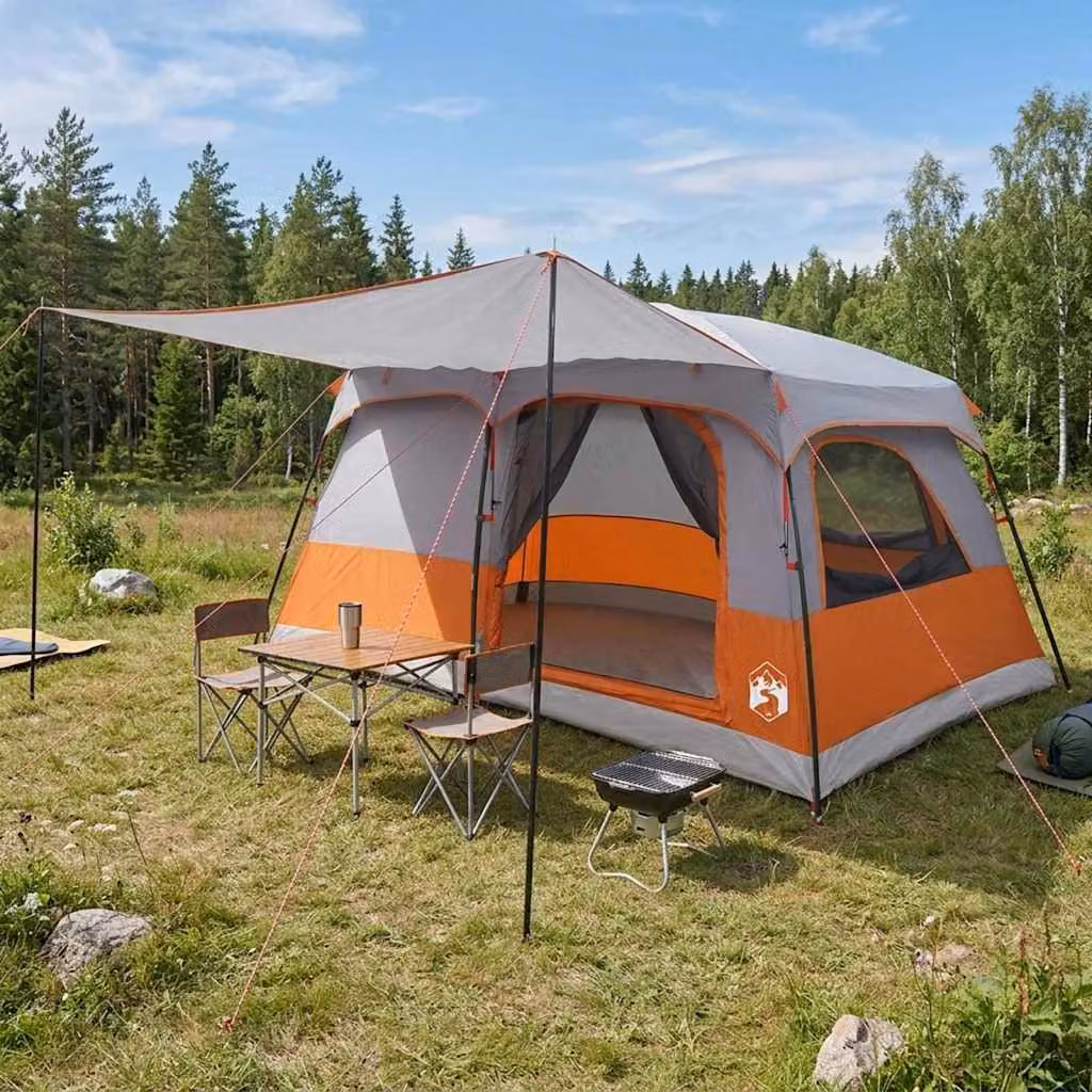 Tenda Familiare vidaXL per 10 persone Grigio e Arancione