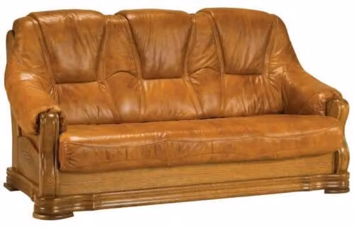 Holz Sofa 3 Sitzer Polster Designer Couchen Garnitur SL Sofa Dreisitzer Leder