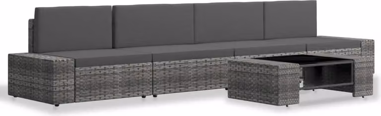 Set Divani da Giardino 5 pz in Polyrattan Grigio