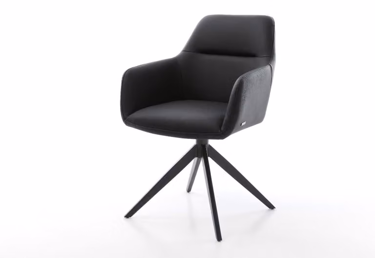 DELIFE Sedia girevole Pejo-Flex Vera pelle Nera Base a croce larga Nera Girevole a 360° Funzione oscillante Molle insacchettate