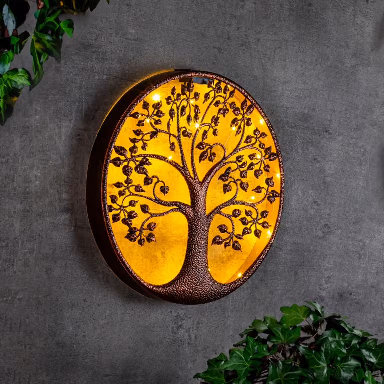 1.01 LED Decorazione solare da parete TREE - Ø 40 cm circa - 24 LED bianco caldo / Decorazione da parete per giardino