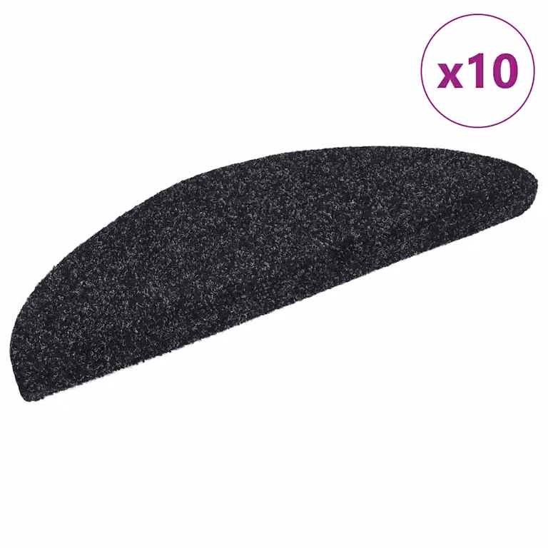 vidaXL Tappetini per scale autoadesivi 10 pz 56x17x3 cm neri