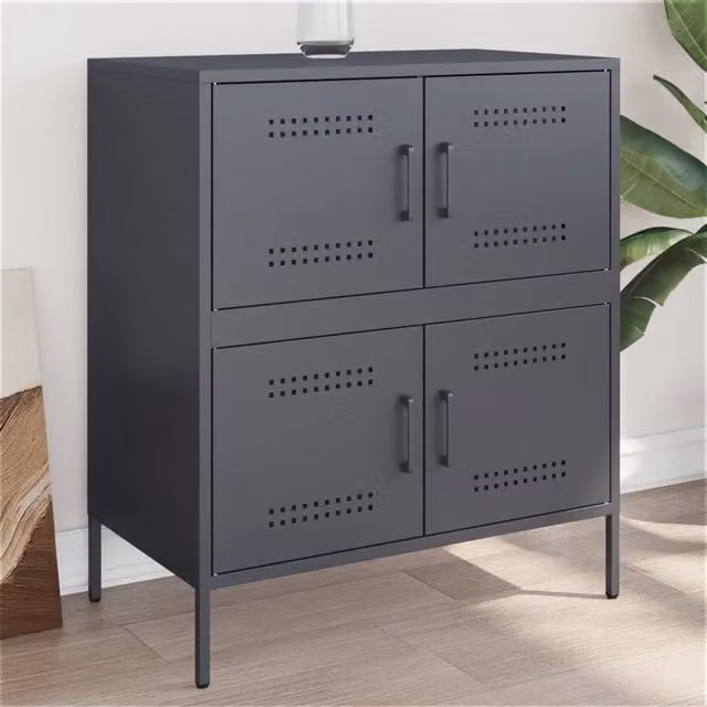 Credenza in metallo stile industrial vidaXL colore antracite L 68 cm, P 39 cm, H 79 cm – 1