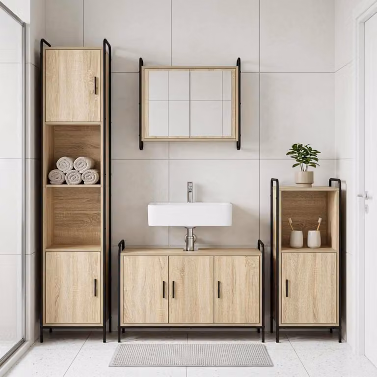 vidaXL Set di Armadi da Bagno 3 pz Rovere Sonoma 40 x 36 x 99,5 cm