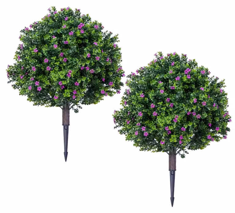 Albero topiario artificiale a forma di palla, resistente ai raggi UV, per interni ed esterni, 2 pezzi