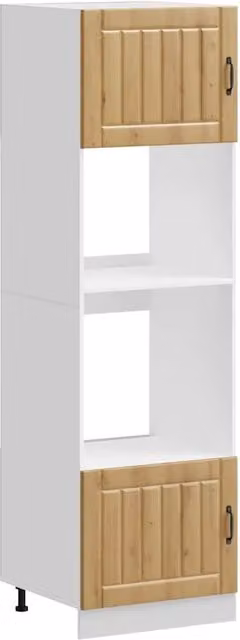 Set di 2 armadietti per forno classici con piedini regolabili 60 x 57 x 207 cm in legno ingegnerizzato rovere artigianale 02_0055715