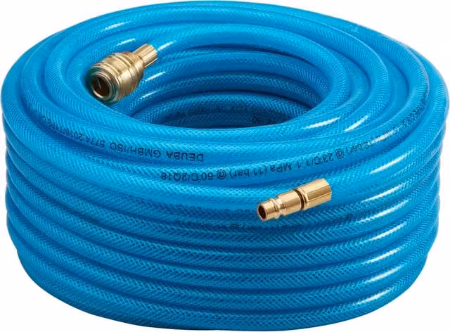 Tubo per aria compressa DEUBA blu con attacco rapido e tappo in plastica, 30 m