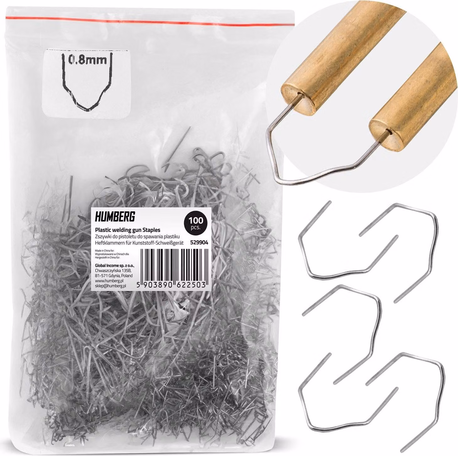 Graffe per saldatrice per plastica, 100 pezzi, tipo D Humberg
