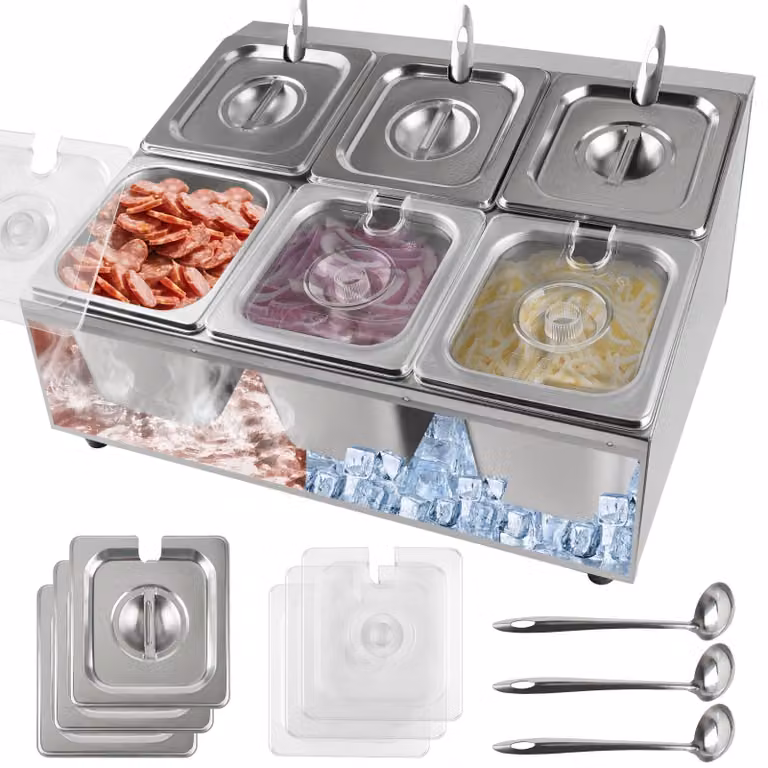 Set di contenitori per erbe aromatiche - 6 contenitori con coperchi in acciaio inossidabile - Kalolary-Y292