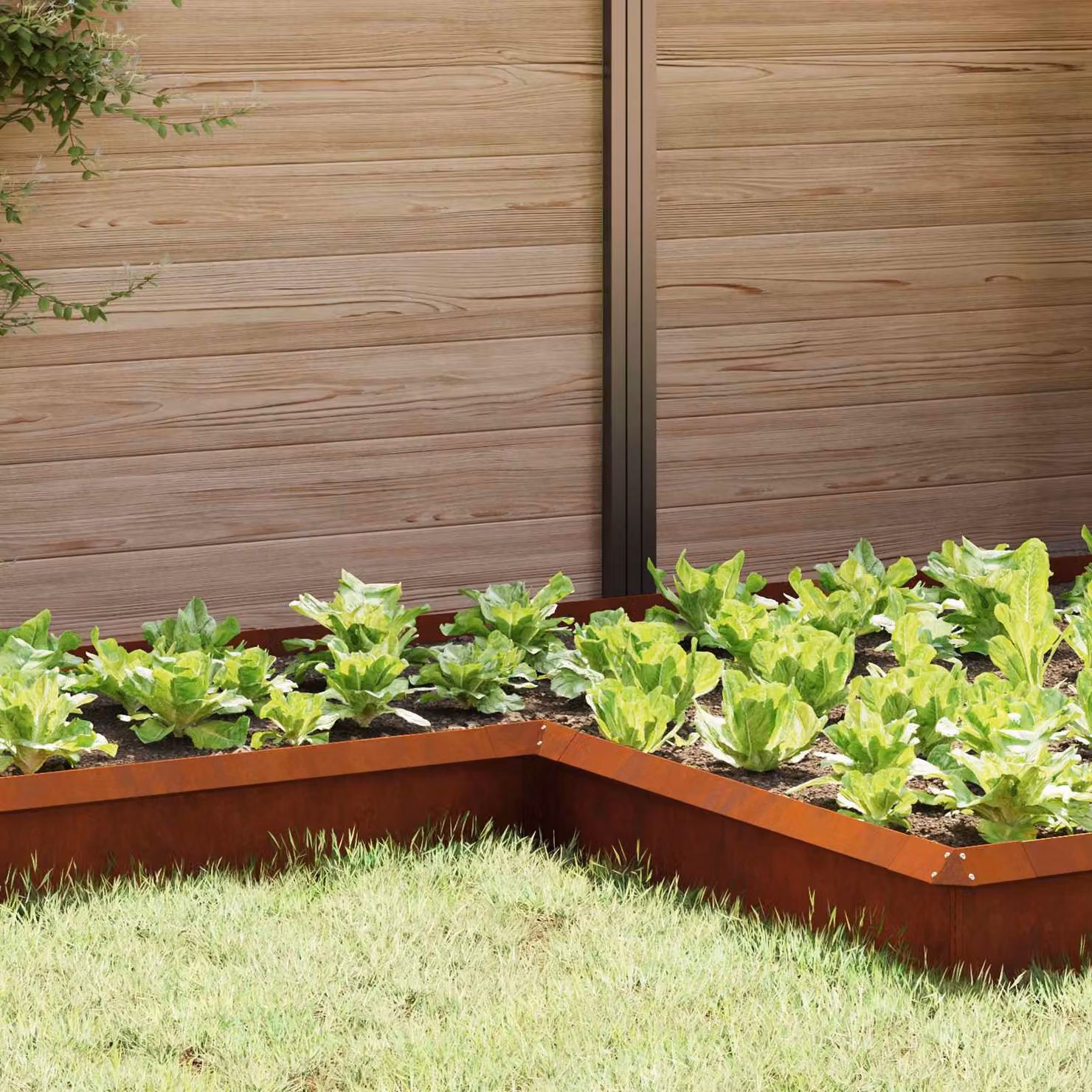 Set di 4 recinti per lumache vidaXL in acciaio Corten colore ruggine, H 25 x L 10 x P 10 cm
