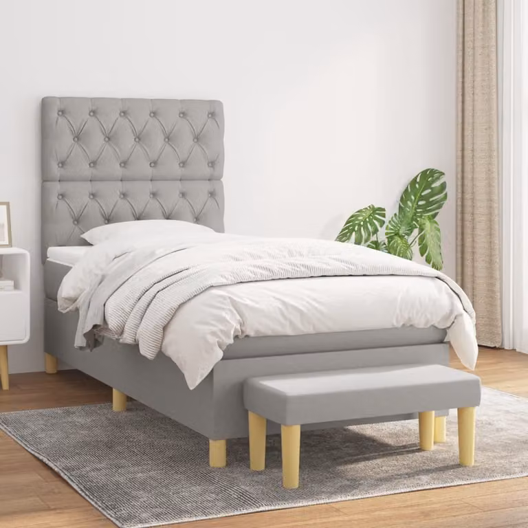 Maison Exclusive - Giroletto a Molle con Materasso Grigio Chiaro 80x200 cm Tessuto