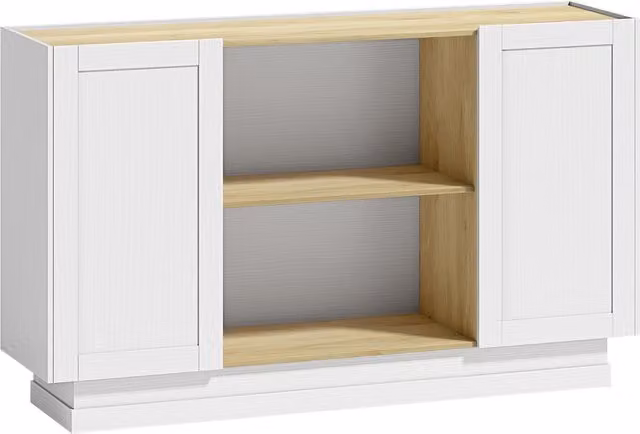 Credenza HOMCOM in legno bianco rustico con 2 ripiani aperti e 2 armadietti, L: 130 cm
