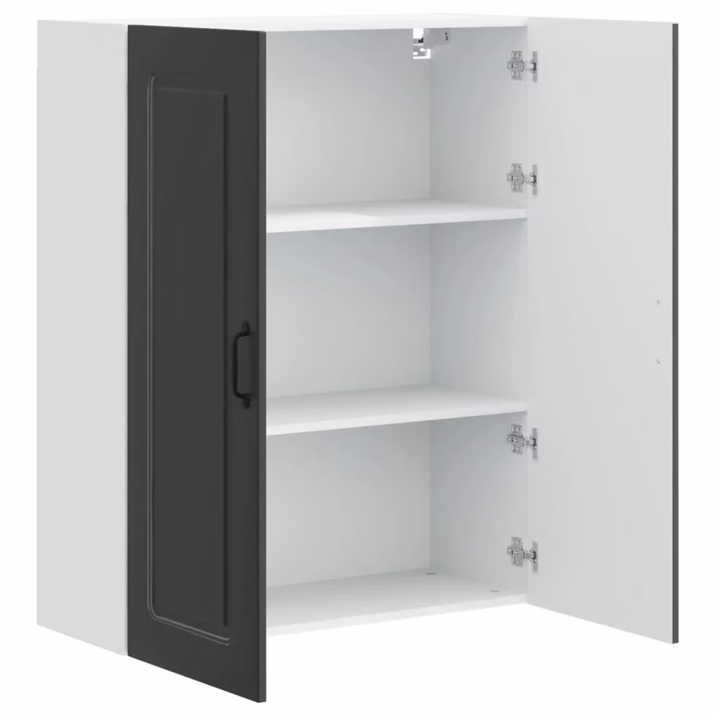 Pensile moderno HELLOSHOP26 nero opaco in legno composito per cucina o soggiorno L: 80 cm, P: 31 cm, H: 100 cm – 2