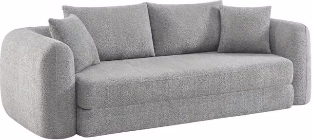 Divano letto Sweeetch a 3 posti in tessuto bouclé grigio con funzione letto e coperture rimovibili – 1