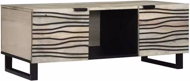 Tavolino da salotto moderno vidaXL in legno di acacia beige e nero L: 100 cm, P: 54 cm, H: 40 cm