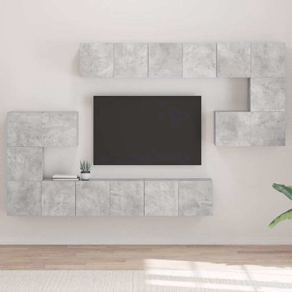 vidaXL Set di Mobili Porta TV Moderno in Legno e MDF Grigio con Compartimenti Media, L/P/H: 60 x 30 x 30 cm